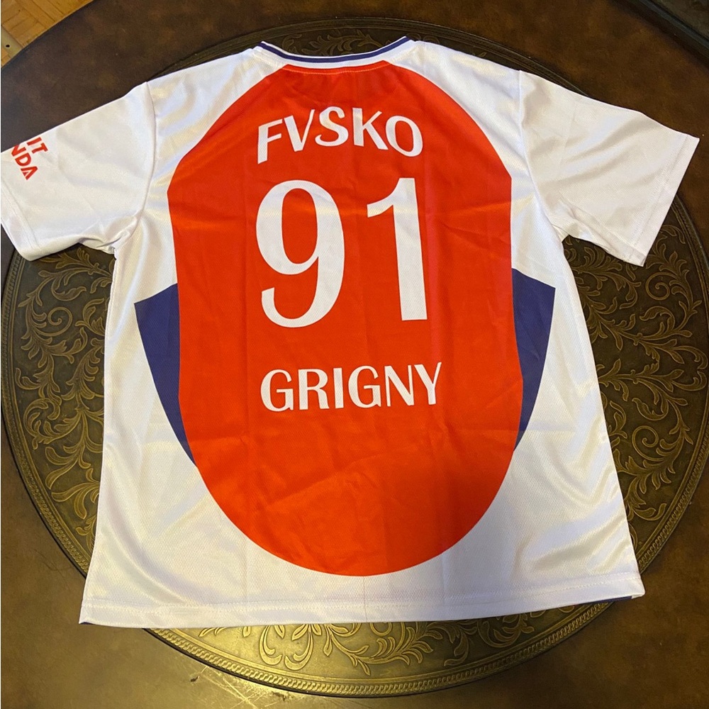 White and Red Graphic Asernal Jersey